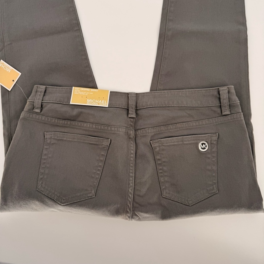 NWT MICHAEL Michael Kors Izzy Cropped Skinny Gray Jeans Size 10P - Picture 5 of 10